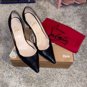Black leather Christian Louboutin Kitten heel